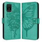 For TCL 502 Embossed Butterfly Leather Phone Case(Green) - 2