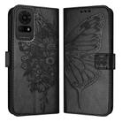 For TCL 50 LE 5G Embossed Butterfly Leather Phone Case(Black) - 2