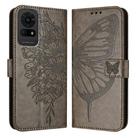 For TCL 50 LE 5G Embossed Butterfly Leather Phone Case(Grey) - 2