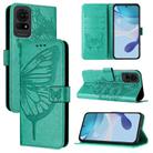 For TCL 50 LE 5G Embossed Butterfly Leather Phone Case(Green) - 1