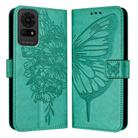 For TCL 50 LE 5G Embossed Butterfly Leather Phone Case(Green) - 2