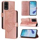 For TCL 50 LE 5G Embossed Butterfly Leather Phone Case(Rose Gold) - 1