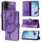 For TCL 50 LE 5G Embossed Butterfly Leather Phone Case(Light Purple) - 1