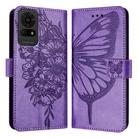 For TCL 50 LE 5G Embossed Butterfly Leather Phone Case(Light Purple) - 2