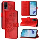 For TCL 40 XL / 40 T T608DL Embossed Butterfly Leather Phone Case(Red) - 1