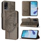 For TCL 40 XL / 40 T T608DL Embossed Butterfly Leather Phone Case(Grey) - 1