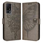 For TCL 40 XL / 40 T T608DL Embossed Butterfly Leather Phone Case(Grey) - 2