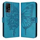 For TCL 40 XL / 40 T T608DL Embossed Butterfly Leather Phone Case(Blue) - 2