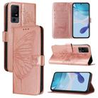 For TCL 40 XL / 40 T T608DL Embossed Butterfly Leather Phone Case(Rose Gold) - 1