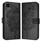 For TCL 30Z T602DL Embossed Butterfly Leather Phone Case(Black) - 2