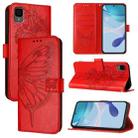 For TCL 30Z T602DL Embossed Butterfly Leather Phone Case(Red) - 1