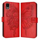 For TCL 30Z T602DL Embossed Butterfly Leather Phone Case(Red) - 2