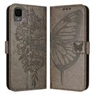 For TCL 30Z T602DL Embossed Butterfly Leather Phone Case(Grey) - 2