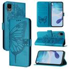 For TCL 30Z T602DL Embossed Butterfly Leather Phone Case(Blue) - 1