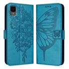 For TCL 30Z T602DL Embossed Butterfly Leather Phone Case(Blue) - 2