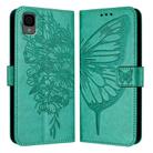 For TCL 30Z T602DL Embossed Butterfly Leather Phone Case(Green) - 2