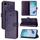 For TCL 30Z T602DL Embossed Butterfly Leather Phone Case(Dark Purple) - 1