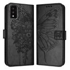 For TCL 30T T603DL Embossed Butterfly Leather Phone Case(Black) - 2