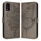 For TCL 30T T603DL Embossed Butterfly Leather Phone Case(Grey) - 2