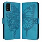 For TCL 30T T603DL Embossed Butterfly Leather Phone Case(Blue) - 2