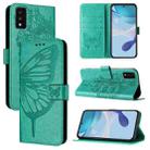 For TCL 30T T603DL Embossed Butterfly Leather Phone Case(Green) - 1