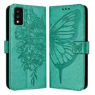 For TCL 30T T603DL Embossed Butterfly Leather Phone Case(Green) - 2