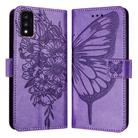 For TCL 30T T603DL Embossed Butterfly Leather Phone Case(Light Purple) - 2