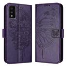 For TCL 30T T603DL Embossed Butterfly Leather Phone Case(Dark Purple) - 2