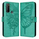 For TCL 30 XL T701DL Embossed Butterfly Leather Phone Case(Green) - 2