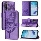 For TCL 30 XL T701DL Embossed Butterfly Leather Phone Case(Light Purple) - 1