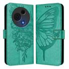 For TCL 60 NxtPaper Embossed Butterfly Leather Phone Case(Green) - 2