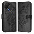 For TCL 60 SE NxtPaper / 605 Embossed Butterfly Leather Phone Case(Black) - 2