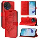 For TCL 60 SE NxtPaper / 605 Embossed Butterfly Leather Phone Case(Red) - 1