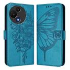 For TCL 60 SE NxtPaper / 605 Embossed Butterfly Leather Phone Case(Blue) - 2