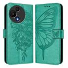 For TCL 60 SE NxtPaper / 605 Embossed Butterfly Leather Phone Case(Green) - 2