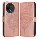 For TCL 60 SE NxtPaper / 605 Embossed Butterfly Leather Phone Case(Rose Gold) - 2