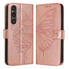 For Sony Xperia 1 V Embossed Butterfly Leather Phone Case(Rose Gold) - 1