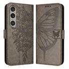 For Sony Xperia 1 VI Embossed Butterfly Leather Phone Case(Grey) - 1