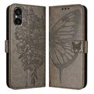 For Sony Xperia 5 V Embossed Butterfly Leather Phone Case(Grey) - 1