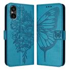 For Sony Xperia 5 V Embossed Butterfly Leather Phone Case(Blue) - 1