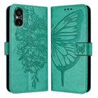 For Sony Xperia 5 V Embossed Butterfly Leather Phone Case(Green) - 1