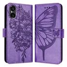 For Sony Xperia 5 V Embossed Butterfly Leather Phone Case(Light Purple) - 1