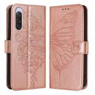 For Sony Xperia 10 V Embossed Butterfly Leather Phone Case(Rose Gold) - 1