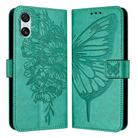 For Sony Xperia 10 VI Embossed Butterfly Leather Phone Case(Green) - 1