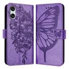 For Sony Xperia 10 VI Embossed Butterfly Leather Phone Case(Light Purple) - 1