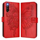 For Sony Xperia 10 IV Embossed Butterfly Leather Phone Case(Red) - 2