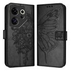 For Tecno Camon 20 Premier 5G Embossed Butterfly Leather Phone Case(Black) - 1