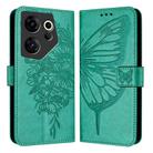 For Tecno Camon 20 Premier 5G Embossed Butterfly Leather Phone Case(Green) - 1