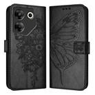 For Tecno Camon 20 Pro 5G Embossed Butterfly Leather Phone Case(Black) - 1