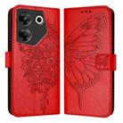 For Tecno Camon 20 Pro 5G Embossed Butterfly Leather Phone Case(Red) - 1